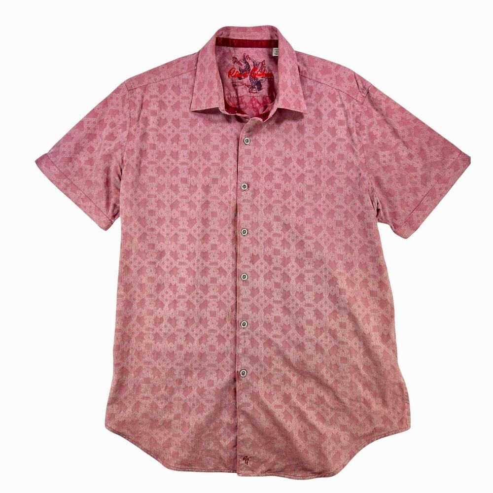 Robert Graham | Red Knowledge Wisdom Faith Short Sleeve Button Up | Size Medium